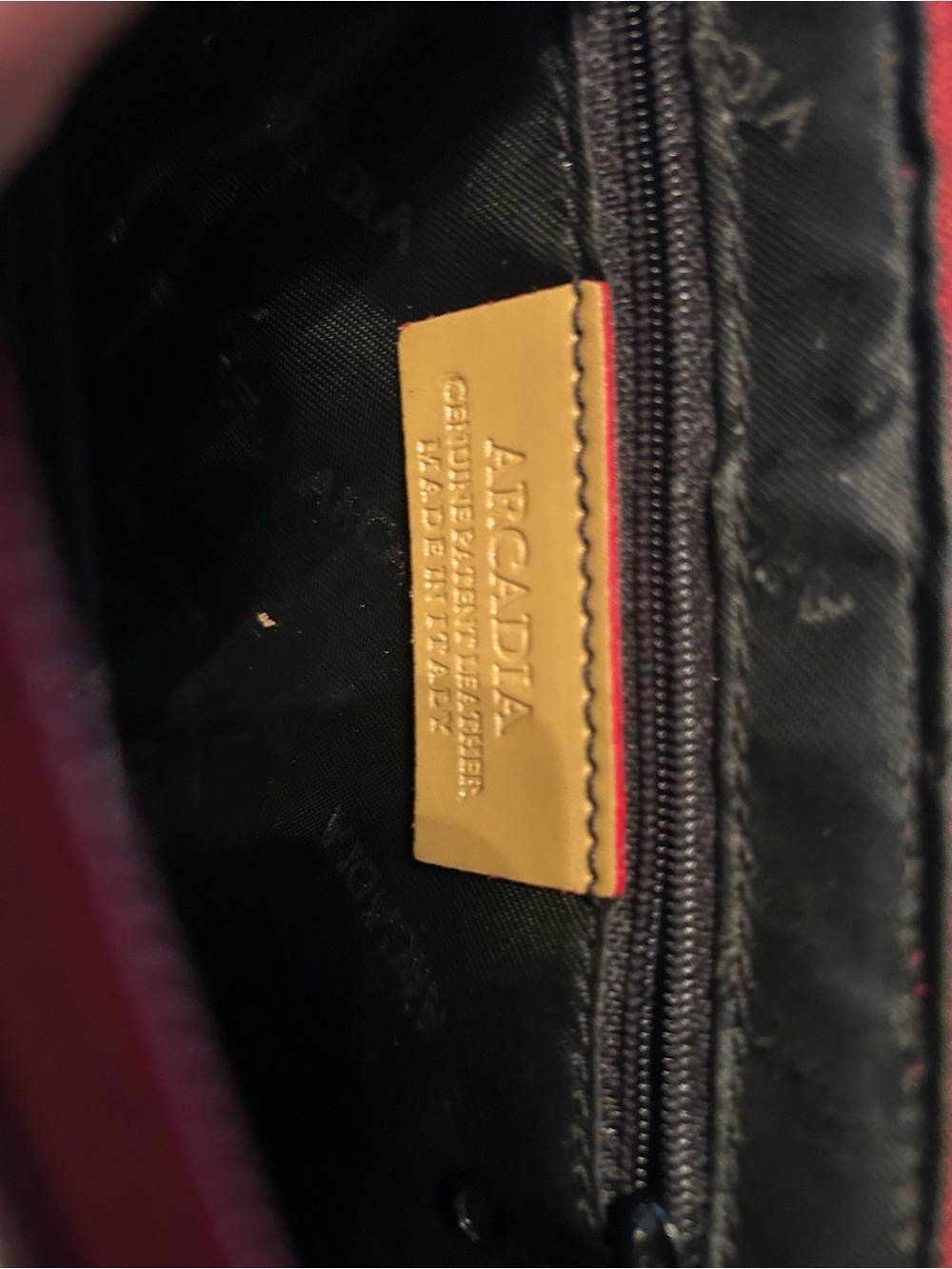 ARCADIA RARE REDPatent Wristlet with Embossed Logo Pattern - Picture 2 of 3